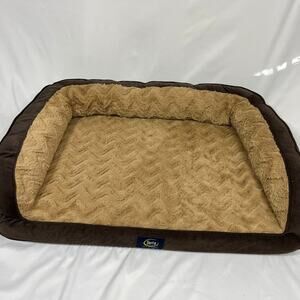 Serta Ortho Bolster Pet Bed Brown Chevron Large 33x26